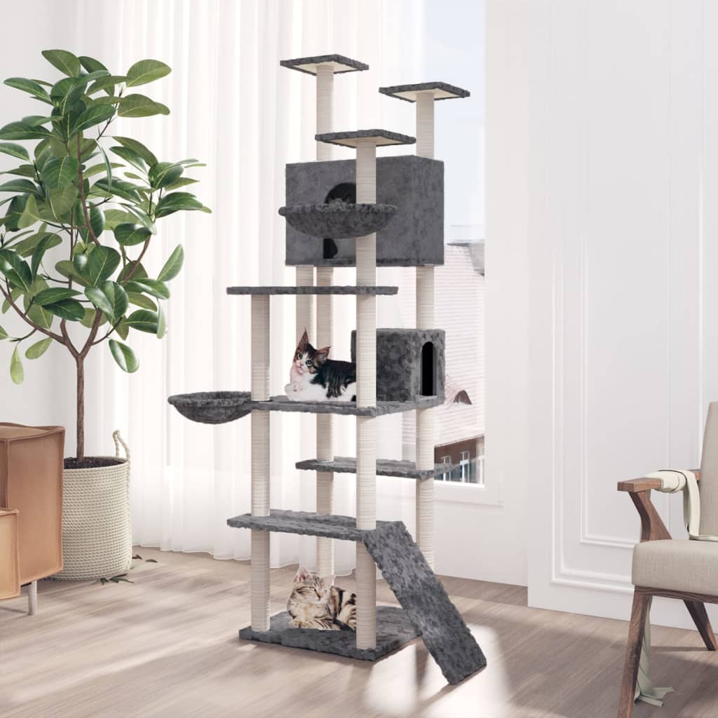 Móveis de gato vidaxl com sisal riscando postagens 191 cm cinza escuro