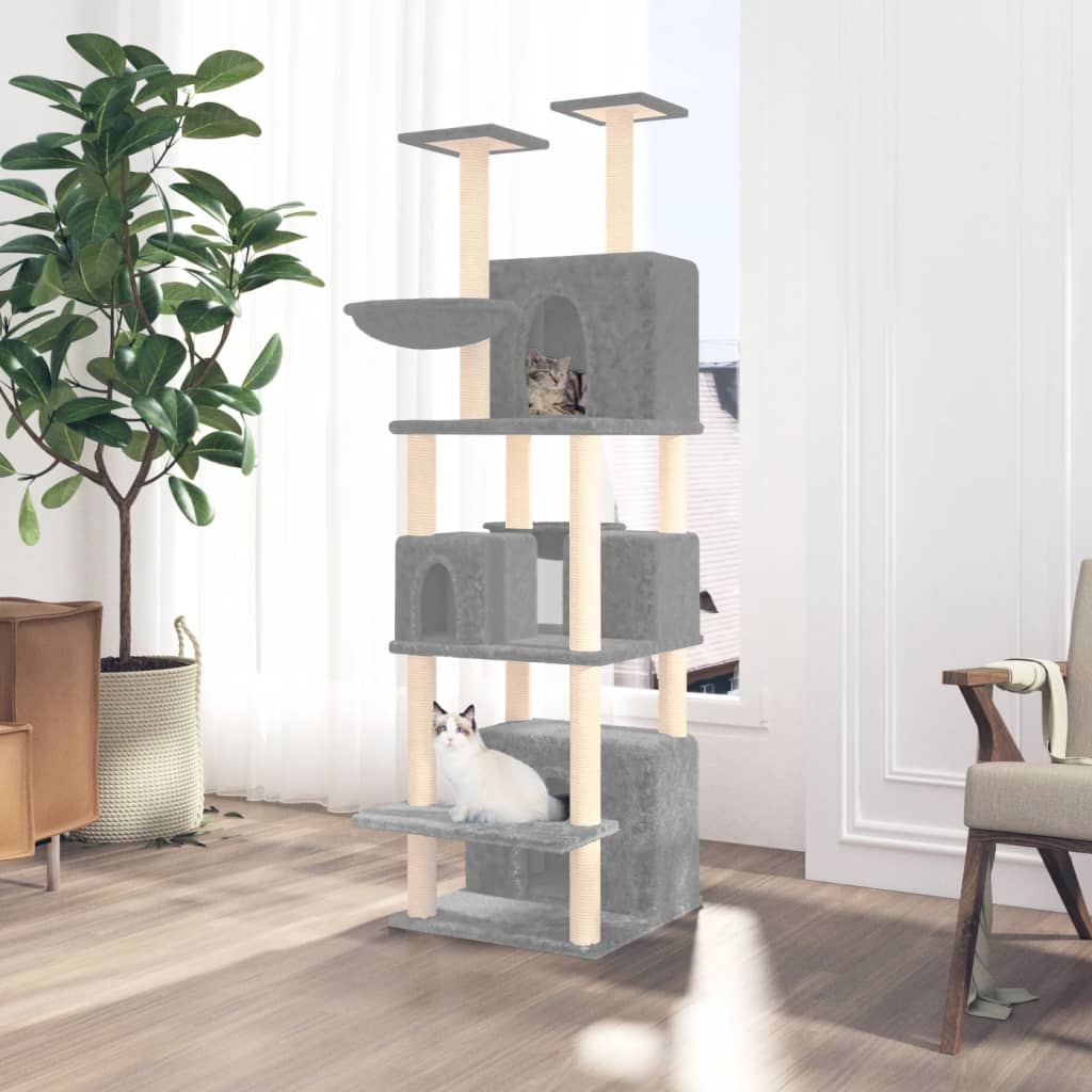 Vidaxl Cat Meubles avec Sisal Scratch Posts 180 cm Gris clair
