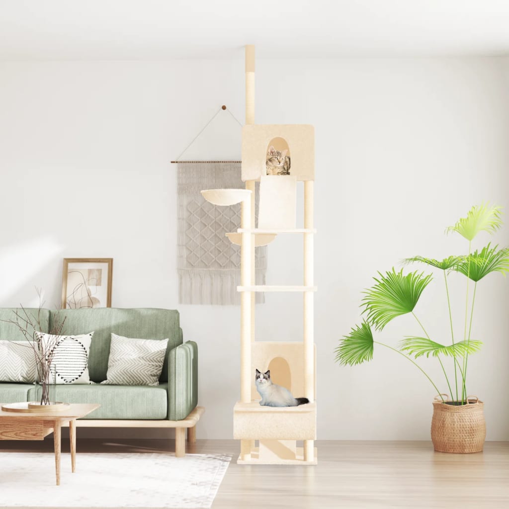 Vidaxl kattmöbler golv till tak 277-303 cm krämfärgad