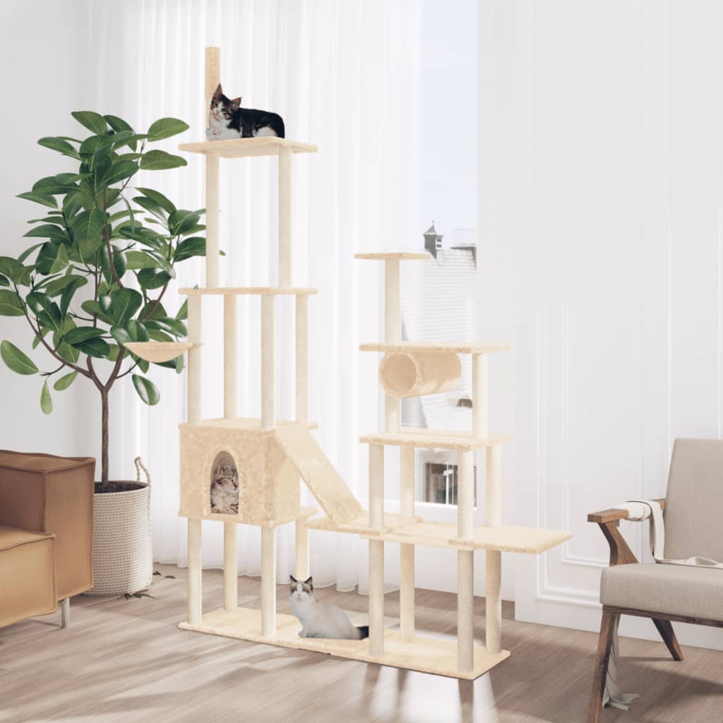 VidaXL cat furniture with sisal scratching posts 279 cm cream -colored