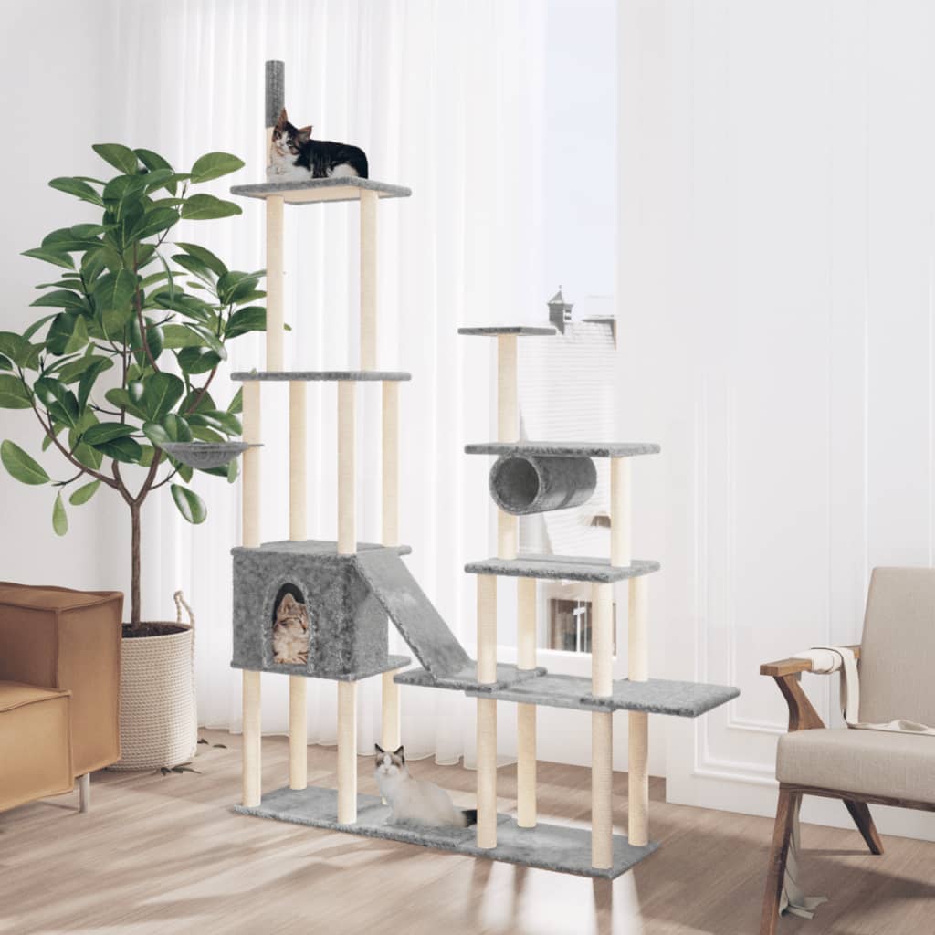 Móveis de gato vidaxl com sisal riscando postagens 279 cm cinza claro