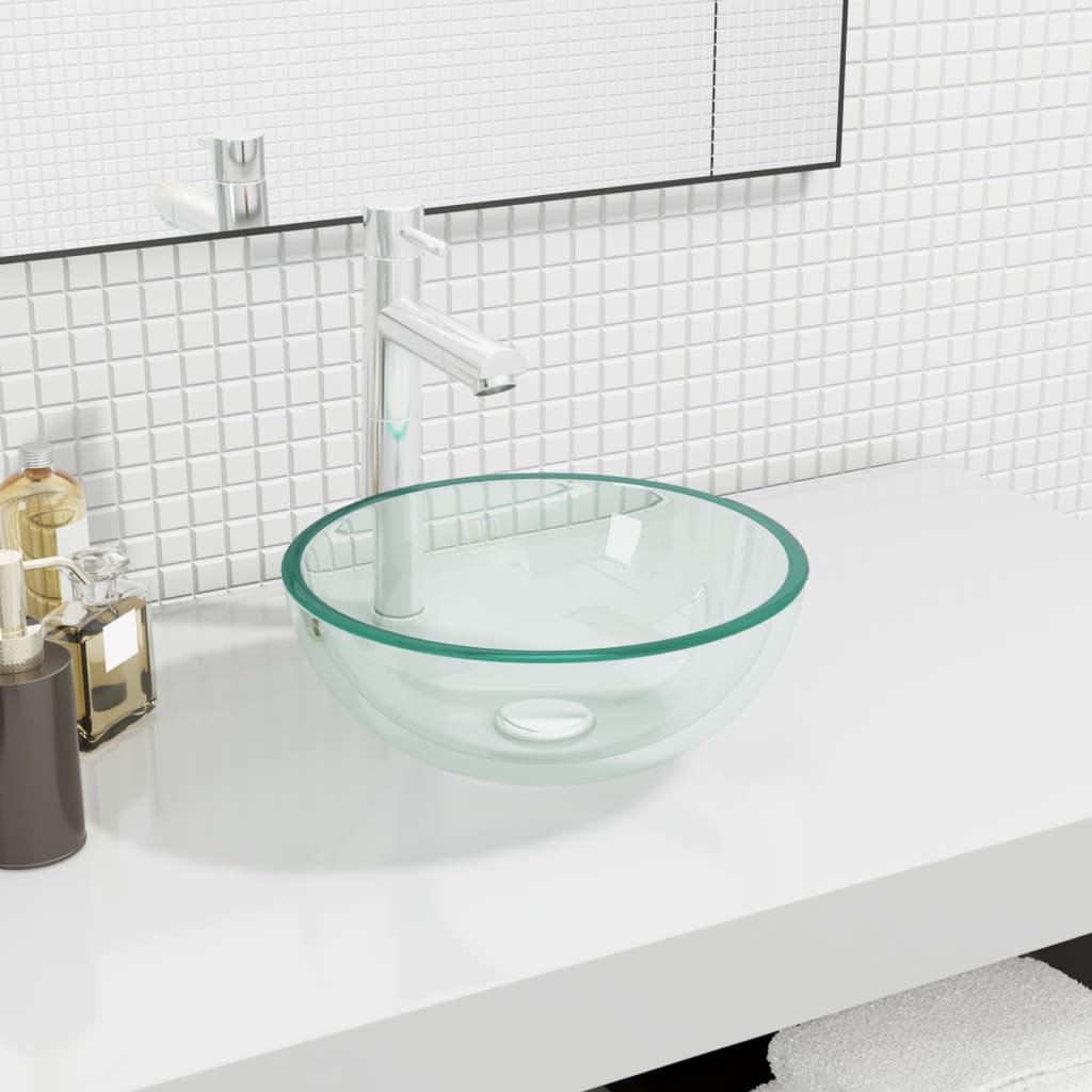 VidaXL Washbasin 30x12 cm Tempered glass transparent