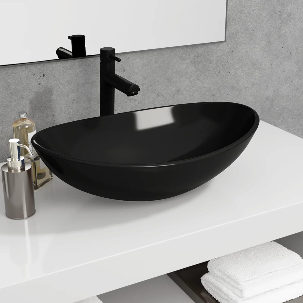 Vidaxl Washbasin 54,5x35x15,5 cm tempereret glas sort