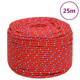 Vidaxl boat rope 10 mm 25 m polypropylene red