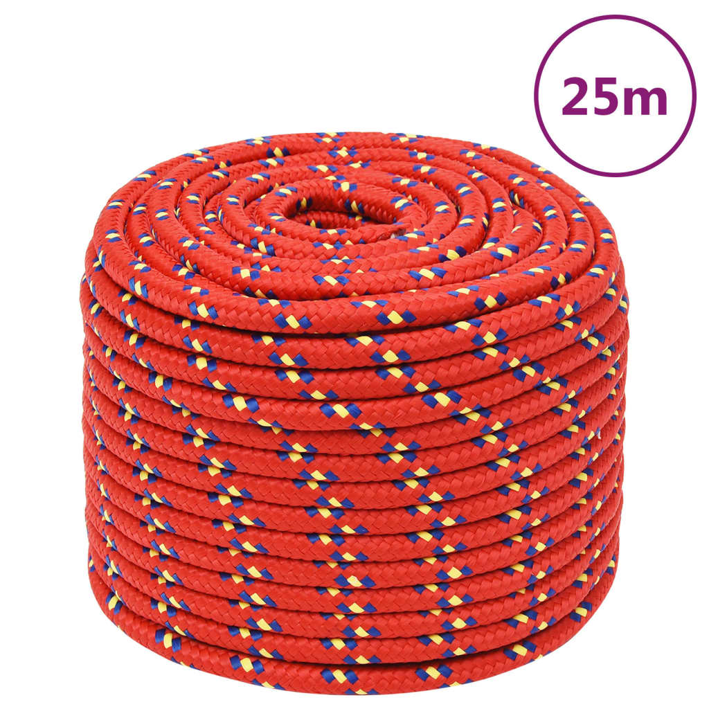 Vidaxl boat rope 12 mm 25 m polypropylene red