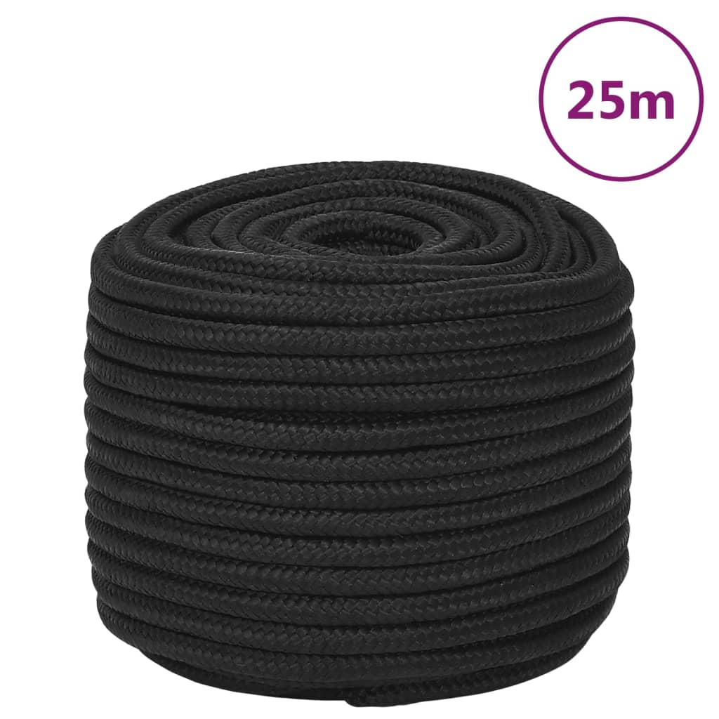 Vidaxl Boot Rope 12 mm 25 m Polroprope schwaarz
