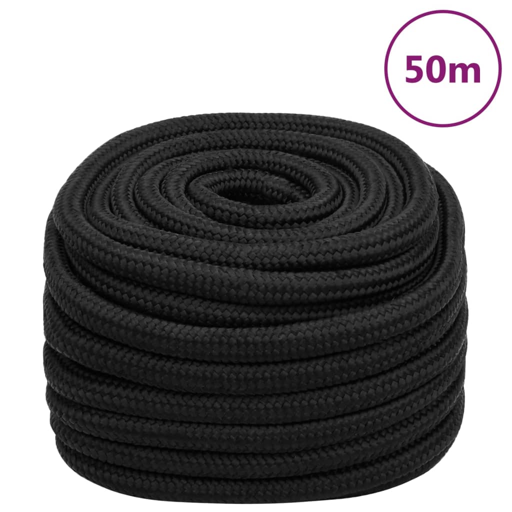 Vidaxl čolna vrvi 20 mm 50 m polipropena črna