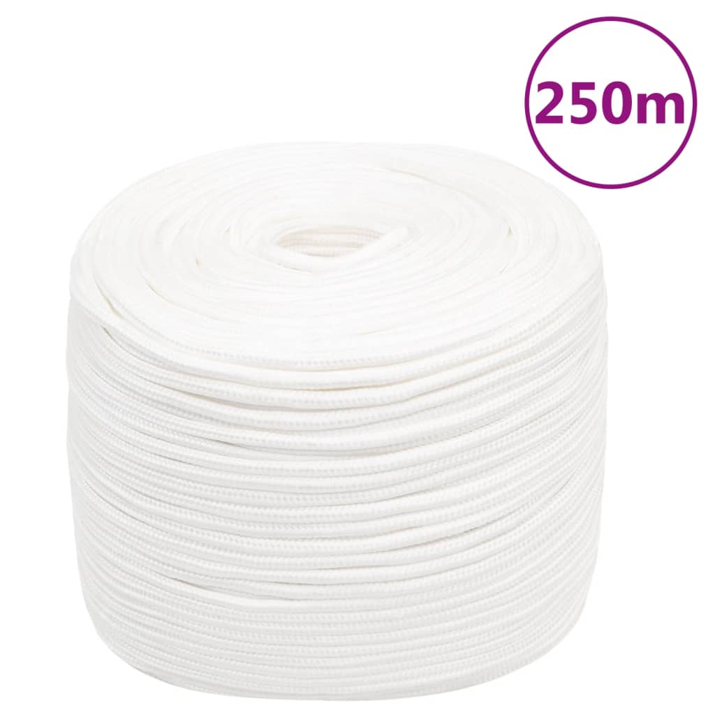 Vidaxl čolna vrvi 6 mm 250 m polipropilen polno bela