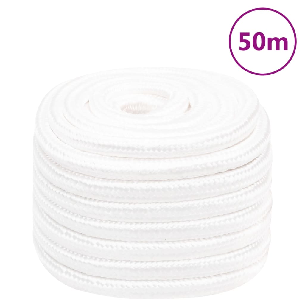 Vidaxl čolna vrvi 20 mm 50 m polipropilen polno bela