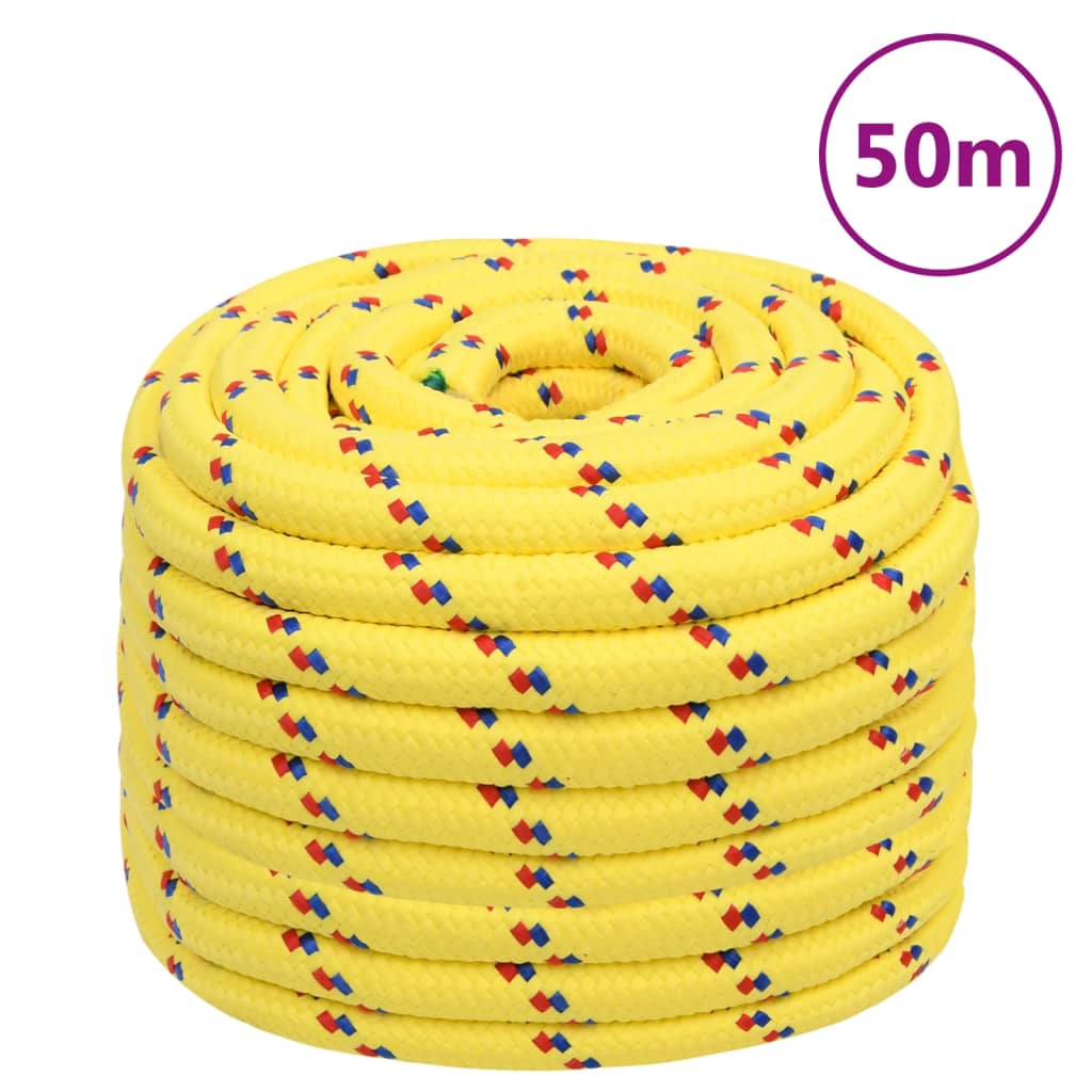 Corde de bateau vidaxl 20 mm 50 m en jaune en polypropylène