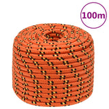Vidaxl båttau 12 mm 100 m polypropylenoransje