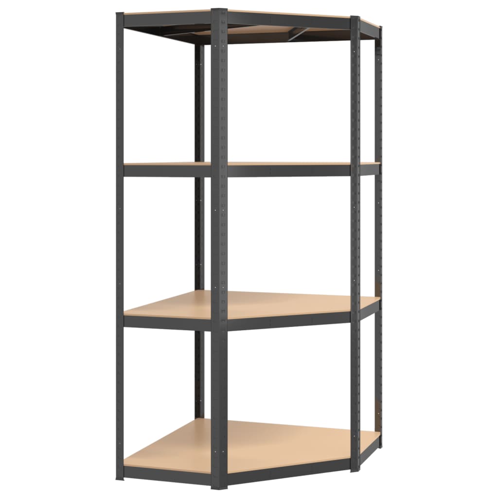 Vidaxl Storage Rack 4-vrstvová ocel a zpracované dřevěné antracitové zbarvené