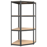 Vidaxl Storage Rack 4-vrstvová ocel a zpracované dřevěné antracitové zbarvené