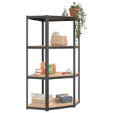 Vidaxl Storage Rack 4-vrstvová ocel a zpracované dřevěné antracitové zbarvené