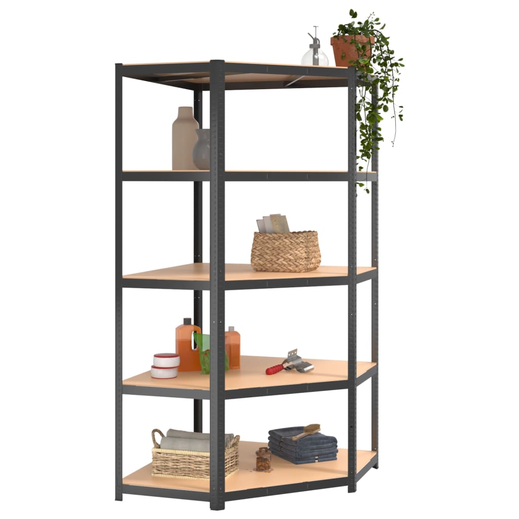 Vidaxl Hoekrek de 5 capas de acero protegida de madera antracita de color antracita