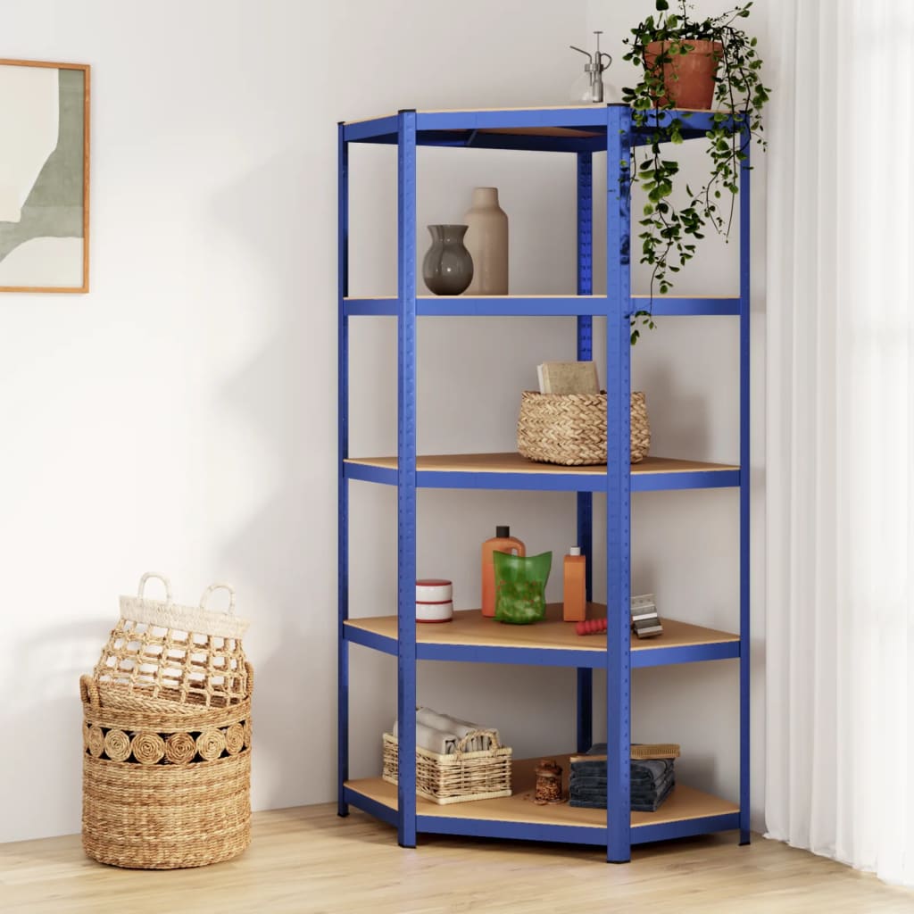 VidaXL Hoekrek 5-Layer Steel and processed wood blue