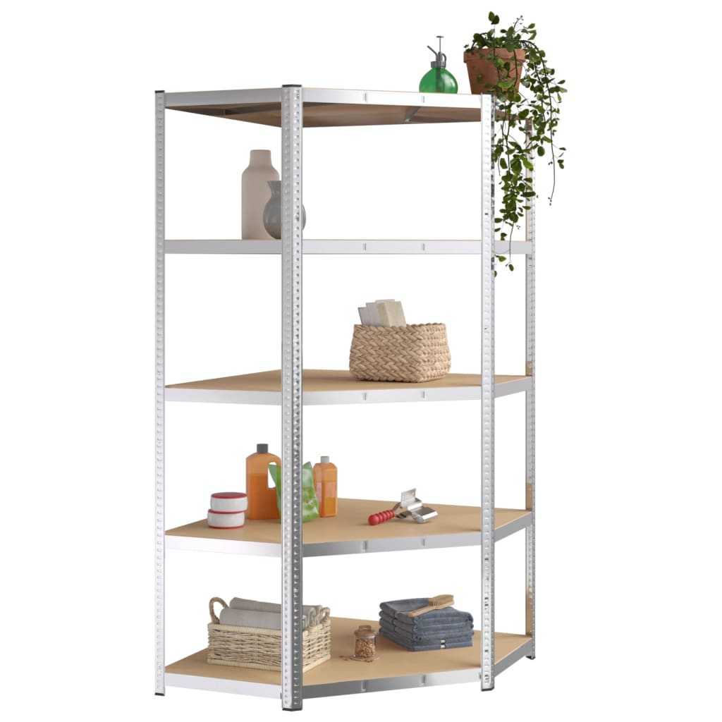 Vidaxl Rack Rack de acero robusto de 5 capas y plata procesada de color plateado