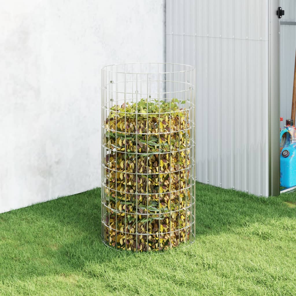 Vidaxl kompostni bin Ø50x100 cm pocinkano jeklo