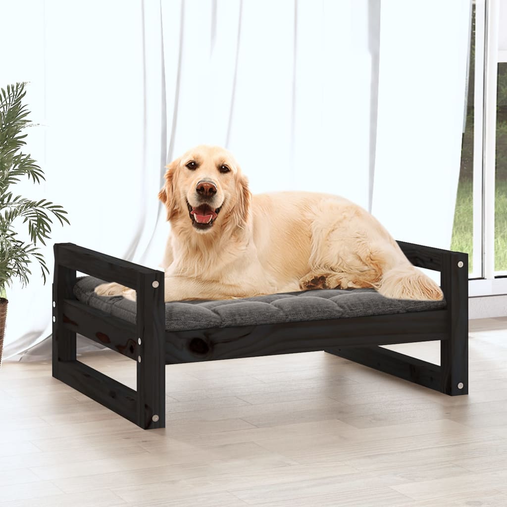 Vidaxl Hundekorb 75,5 x 55,5 x 28 cm Festkiefer Kiefer Schwarz