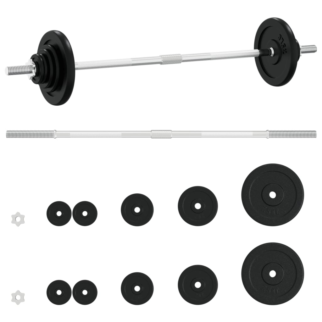 Vidaxl halter med vægte 30 kg støbejern