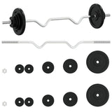 Vidaxl halter med vægte 30 kg støbejern og krom stål