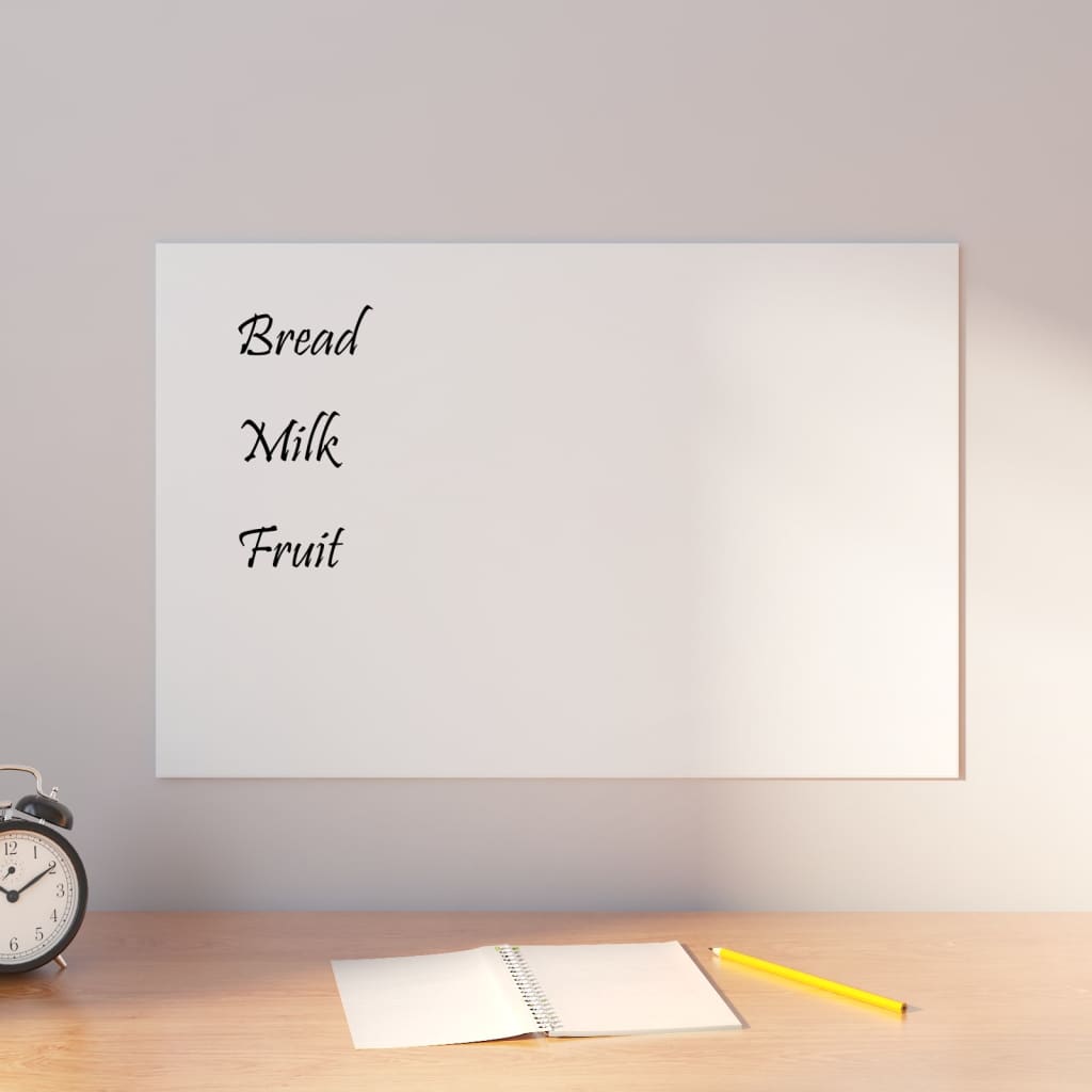 Vidaxl Magnetic Board Wall -montato 60x40 cm in vetro temprato bianco