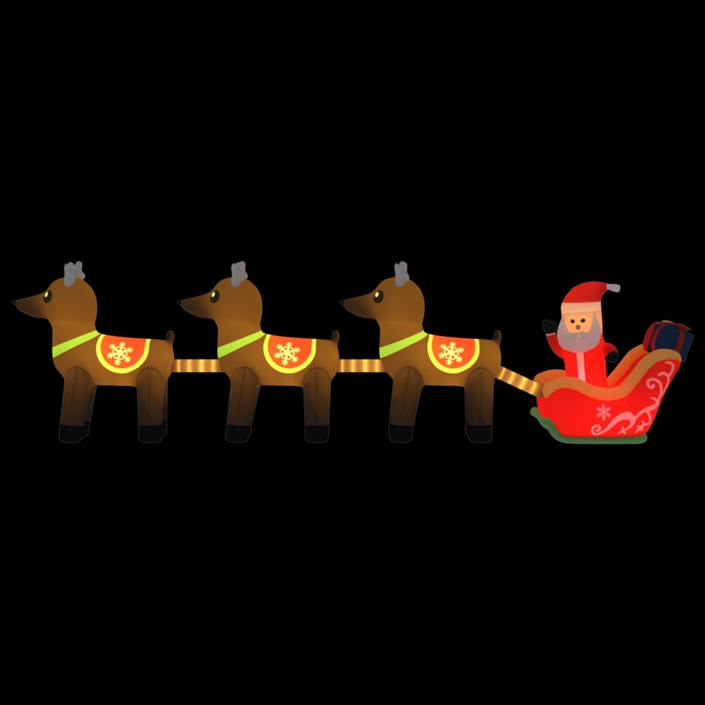 Vidaxl Christmas Decoration Santa Claus and Reindeer gonflable a mené 138 cm