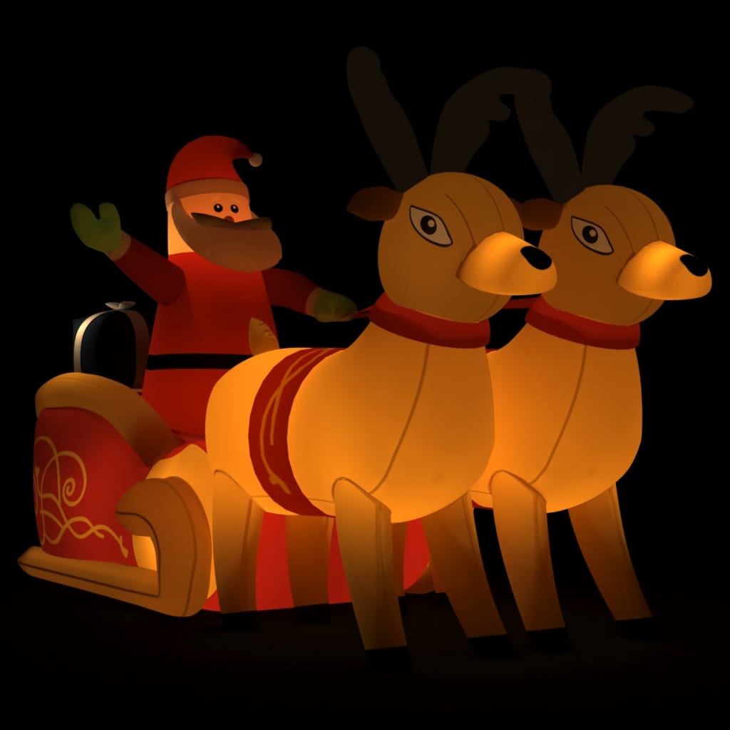 Vidaxl Christmas Decoration Santa Claus and Reindeer gonflable a mené 130 cm