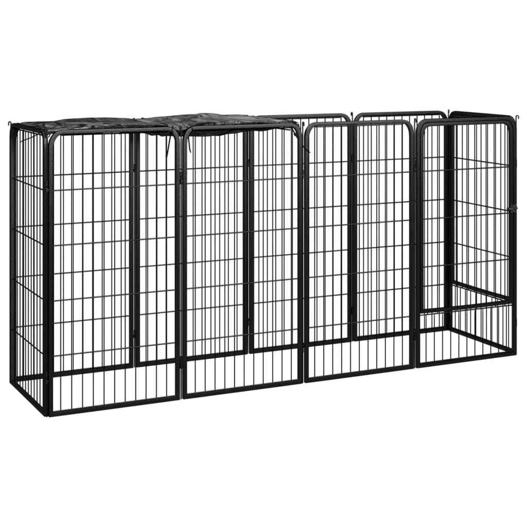 VidaXL Dog Kennel 10 panels 50 x 100 cm powder -coated steel black