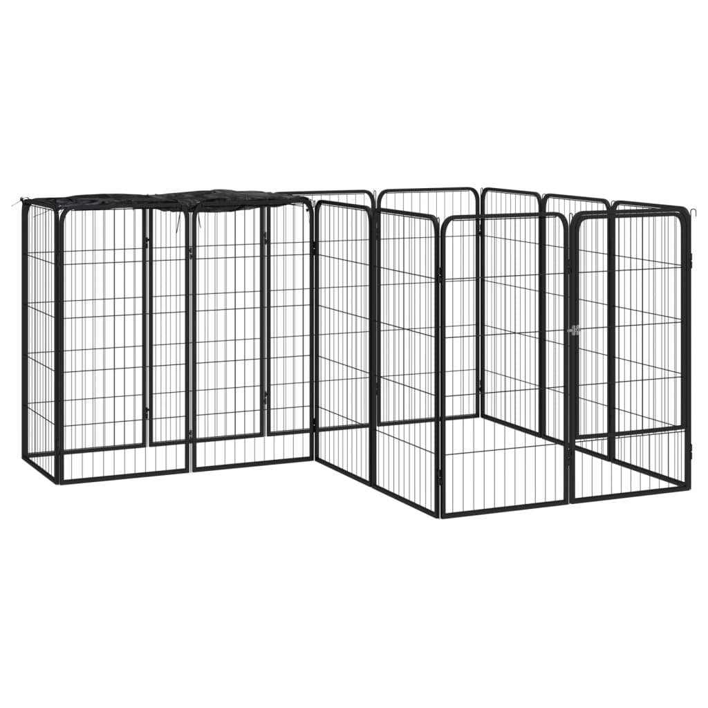 Vidaxl perrina 14 paneles 50 x 100 cm de polvo -acero negro