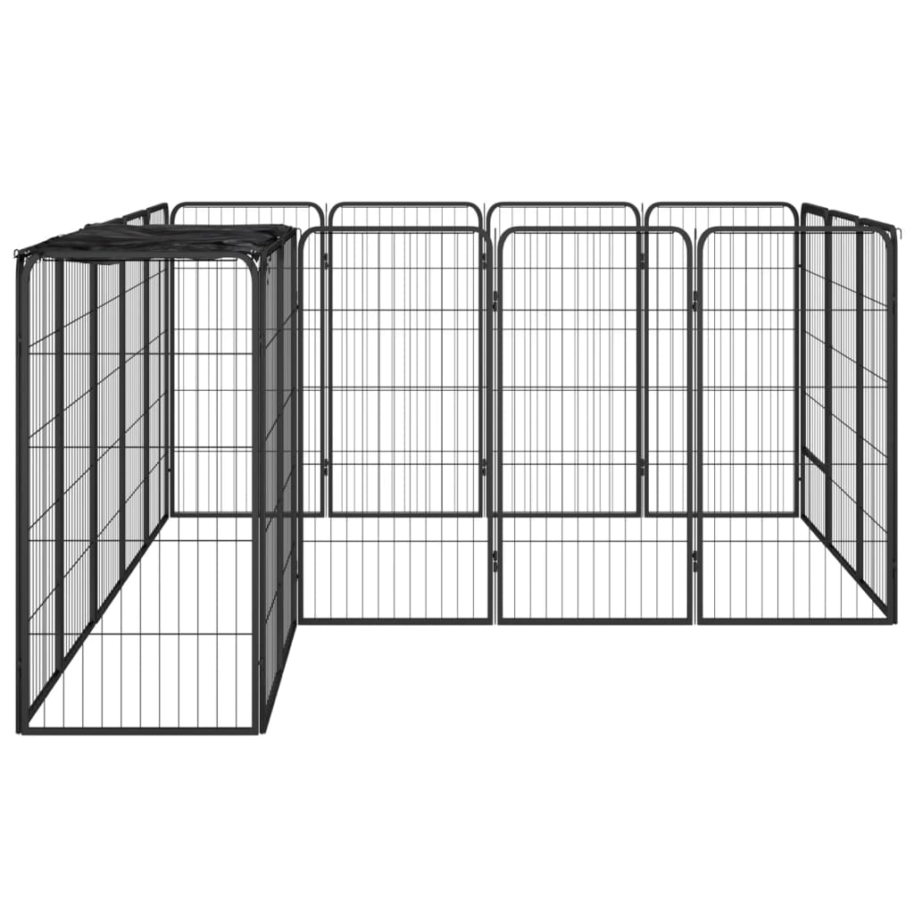 VidaXL Dog Kennel 18 panels 50 x 100 cm powder -coated steel black