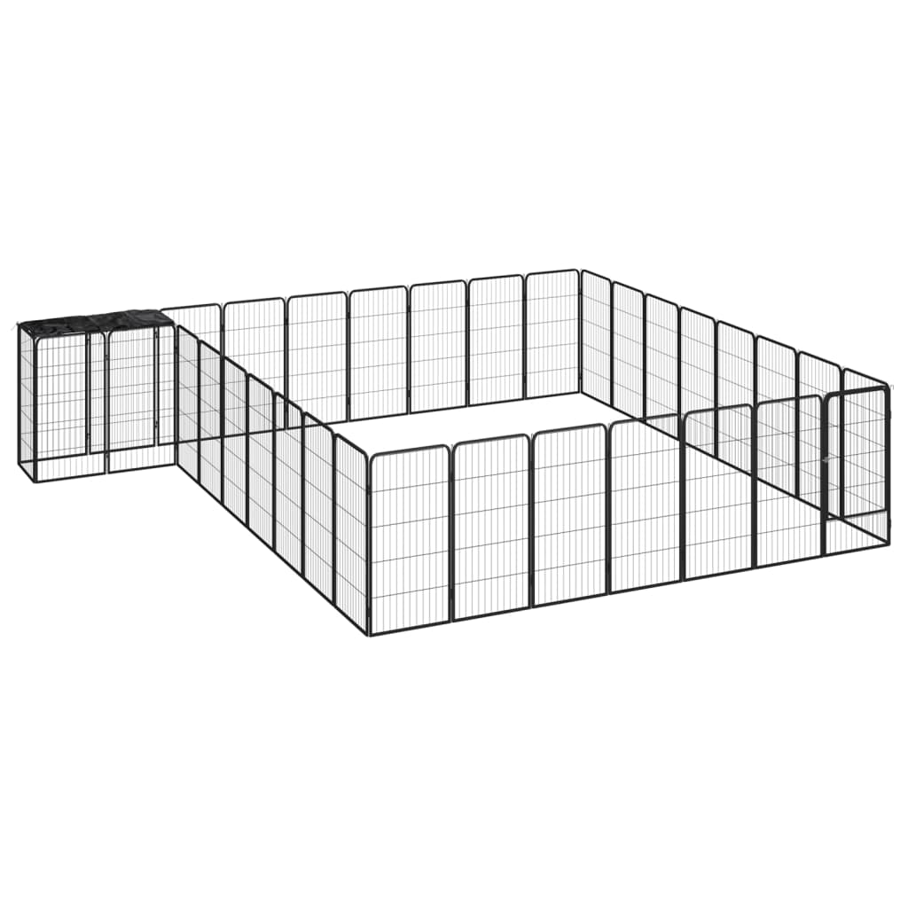 Vidaxl psa psarni 34 plošče 50x100 cm v prahu, prevlečeno jekleno črno