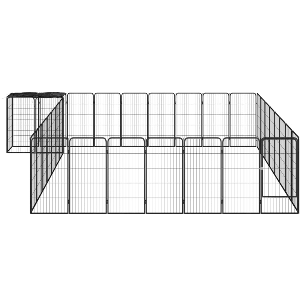 Vidaxl psa psarni 34 plošče 50x100 cm v prahu, prevlečeno jekleno črno