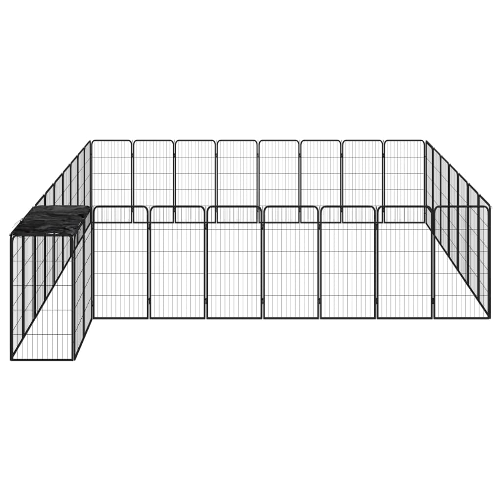 Vidaxl psa psarni 34 plošče 50x100 cm v prahu, prevlečeno jekleno črno