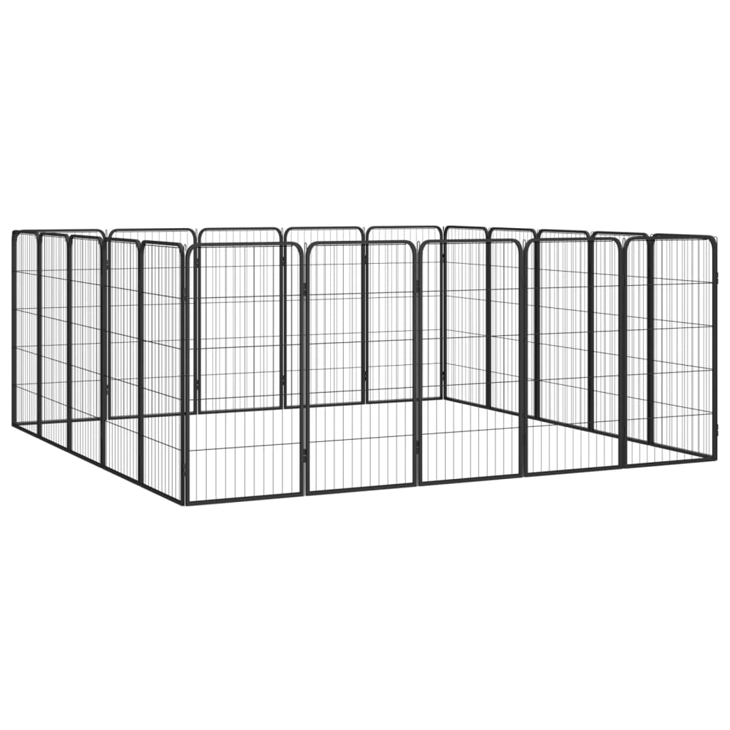 VidaXL Dog Kennel 20 panels 50 x 100 cm powder -coated steel black