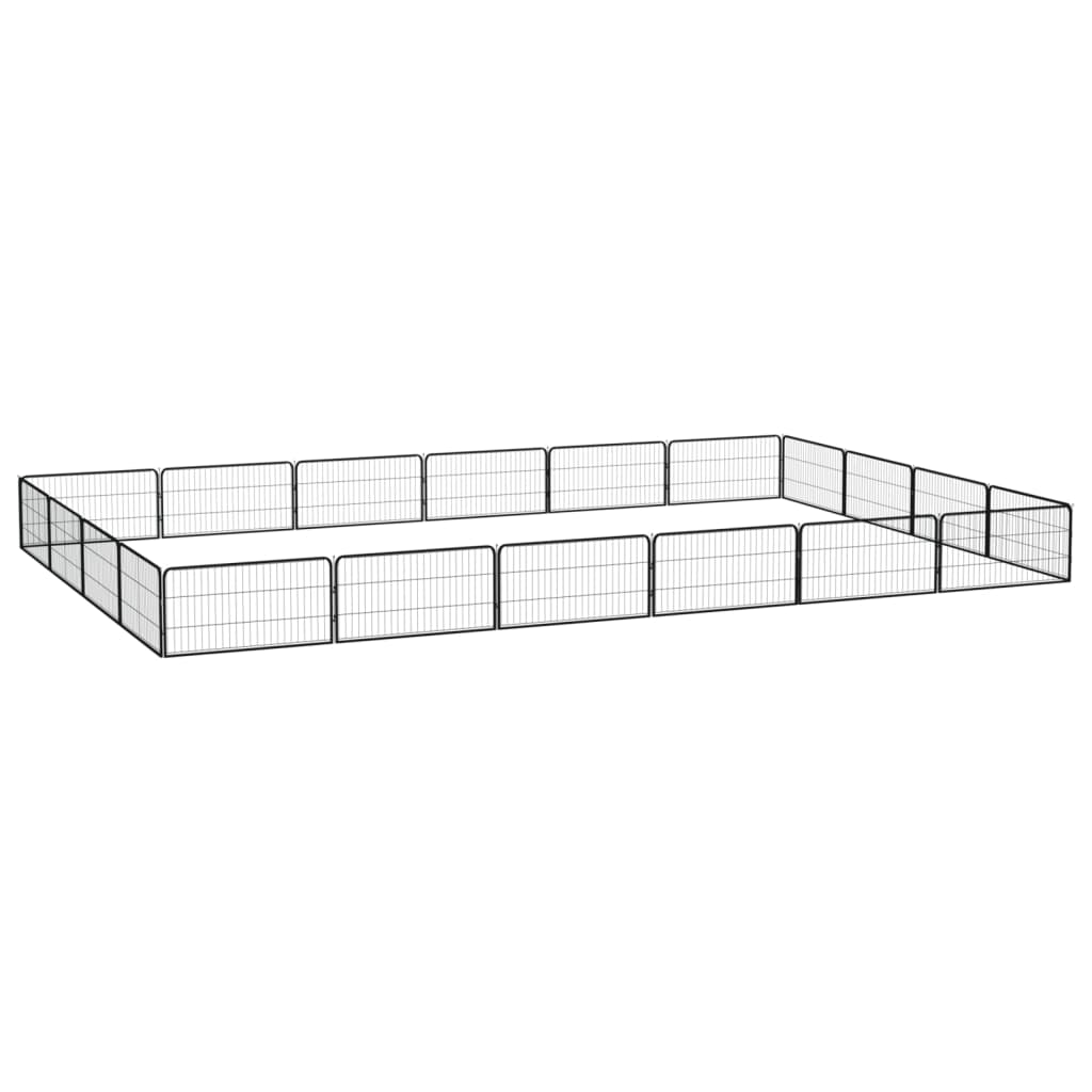 VidaXL Dog Kennel 20 panels 100x50 cm powder -coated steel black