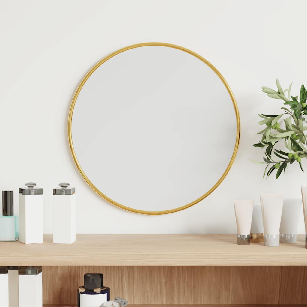 Espejo de pared Vidaxl alrededor de Ø30 cm de oro