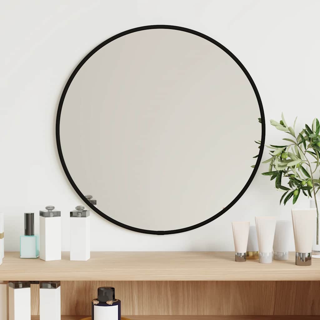 Espelho de parede vidaxl Ø40 cm preto