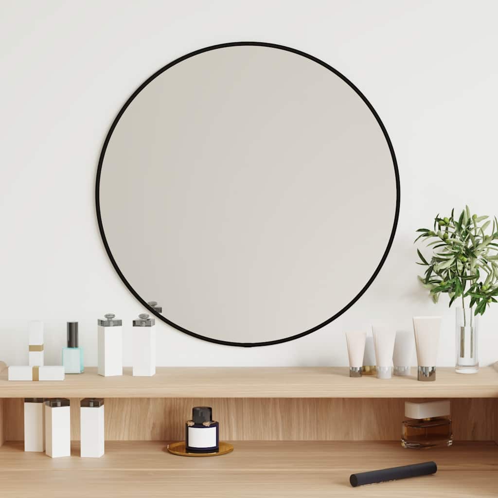 Vidaxl Wall Mirror Round Ø50 cm sort