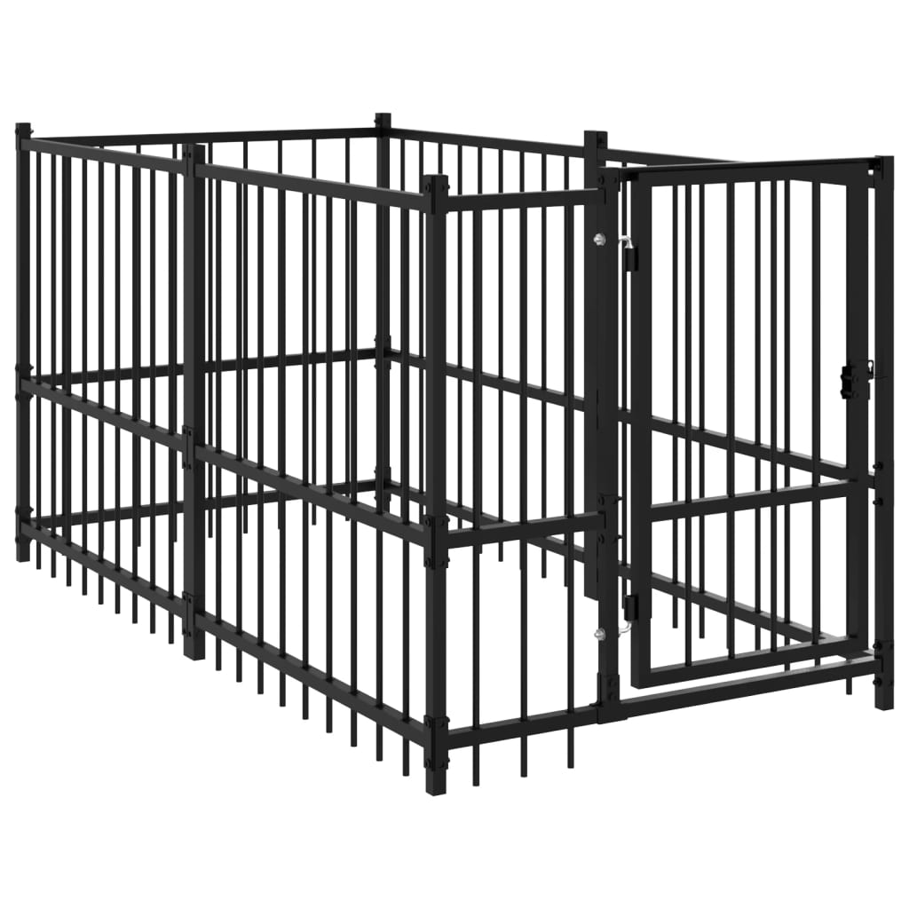 Vidaxl Dog Kennel 193,5x97x100 cm stalowa czarna