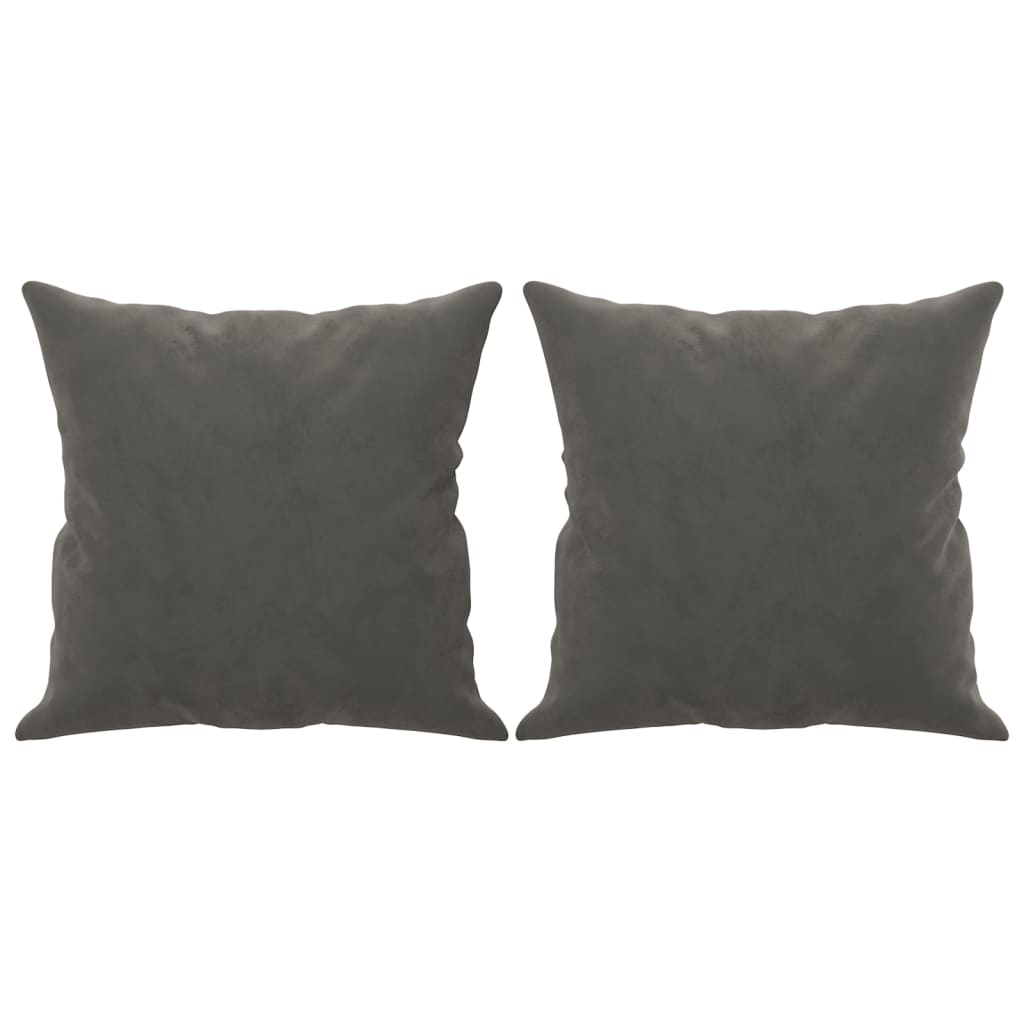 Vidaxl dekorative puter 2 st 40x40 cm fløyel mørk grå
