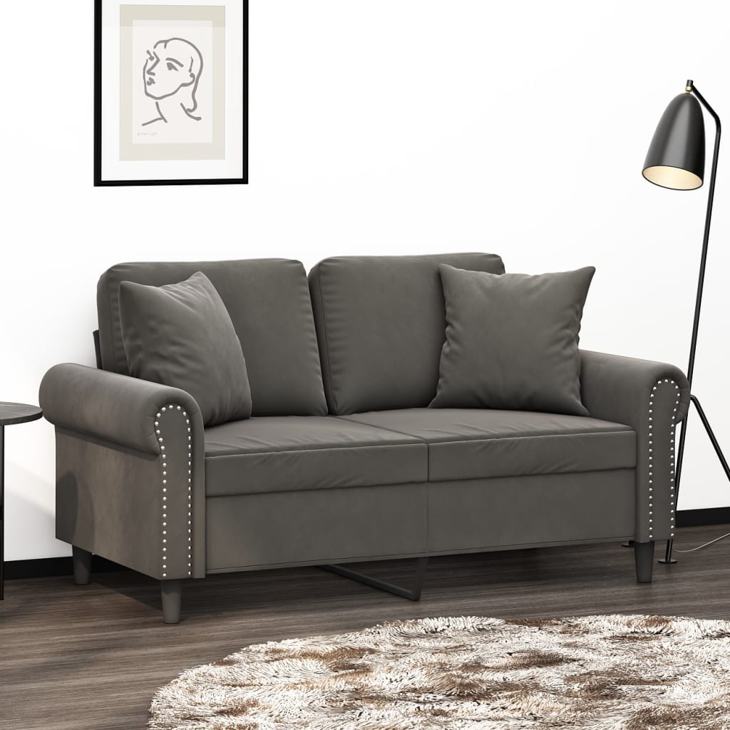 Vidaxl dekorative puter 2 st 40x40 cm fløyel mørk grå