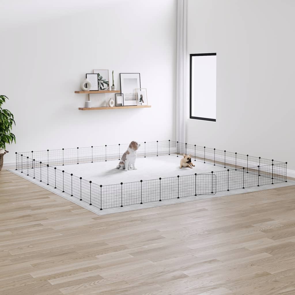Vidaxl Pets Cage With Door 44 Panels 35x35 Cm Steel Black