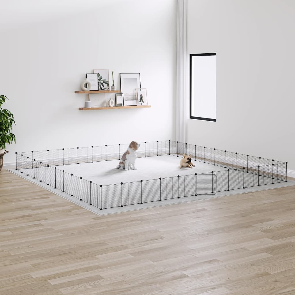 Vidaxl Pets Cage With Door 44 Panels 35x35 Cm Steel Black