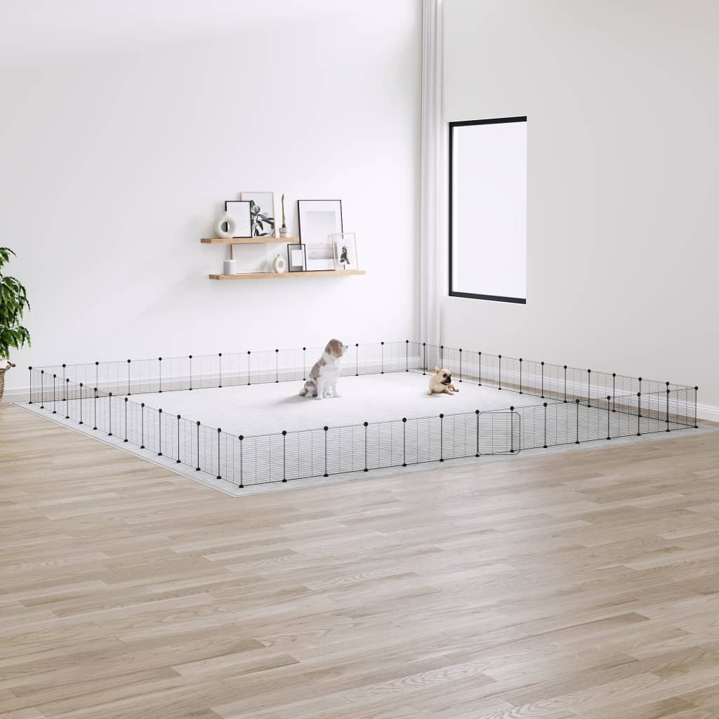 Vidaxl Pets Cage With Door 52 Panels 35x35 Cm Steel Black
