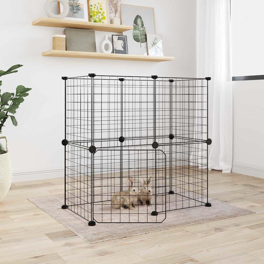 Vidaxl Pets Cage med dør 12 paneler 35x35 cm stål svart
