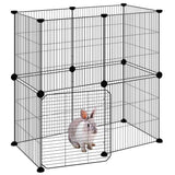 Vidaxl Petts Cage avec porte 12 panneaux 35x35 cm en acier noir
