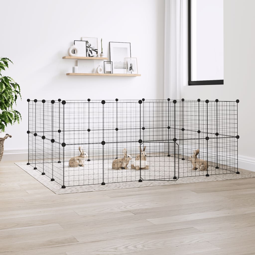 Vidaxl Pets Cage With Door 36 Panels 35x35 Cm Steel Black