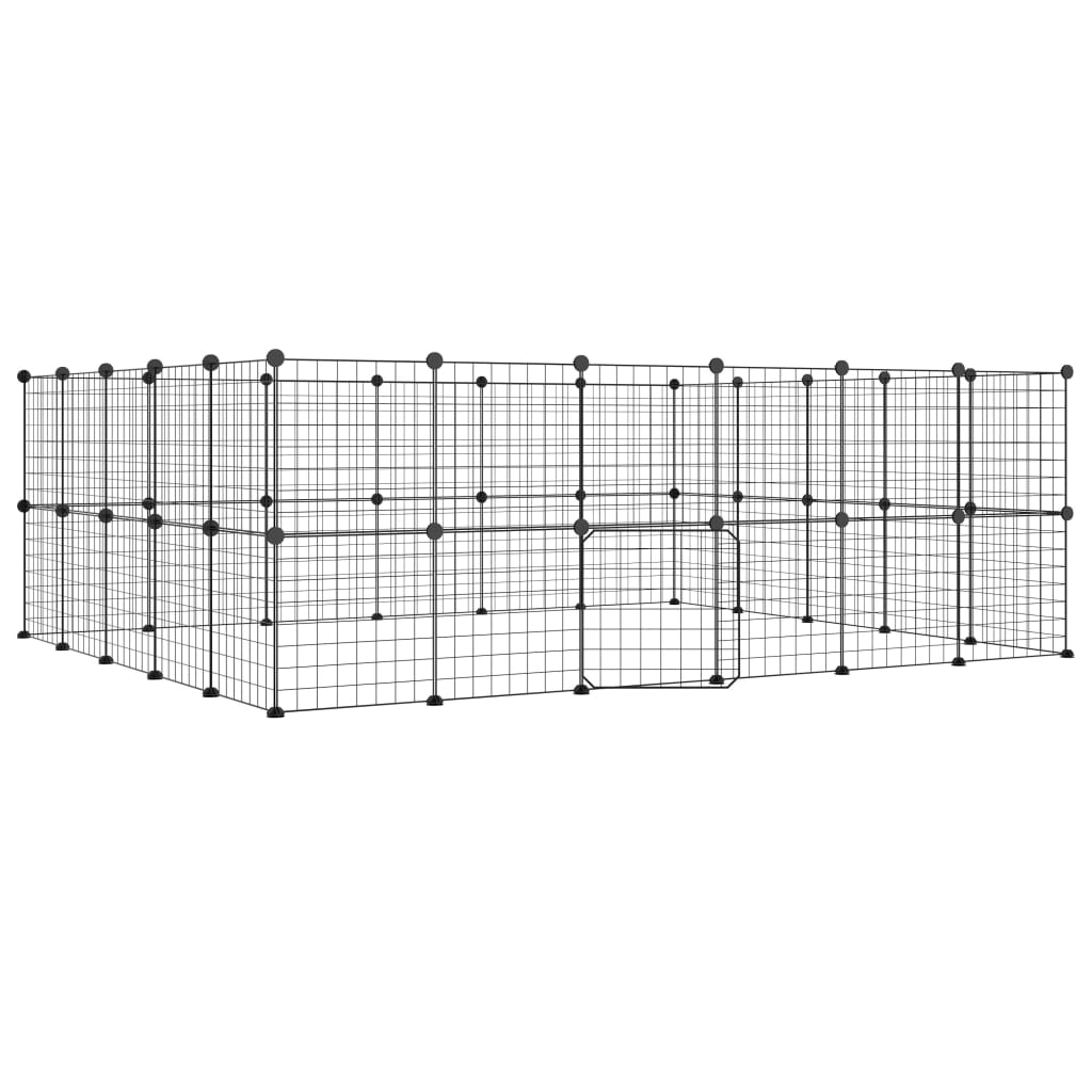 Vidaxl Pets Cage With Door 44 Panels 35x35 Cm Steel Black