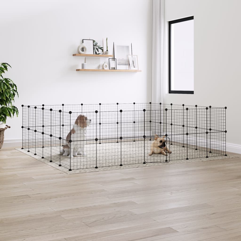Vidaxl Pets Cage With Door 52 Panels 35x35 Cm Steel Black